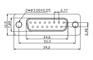 db15母/f/孔双排15芯蓝色串口焊线式连接器usb接口连接器端子