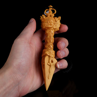 藏传佛教用品黄杨木雕手工雕刻工艺品手把件金刚杵密宗法器批发