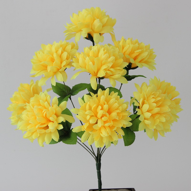 清明节仿真菊花9头尖菊 环保祭祀扫墓绢花 义乌仿真花厂批坟头花