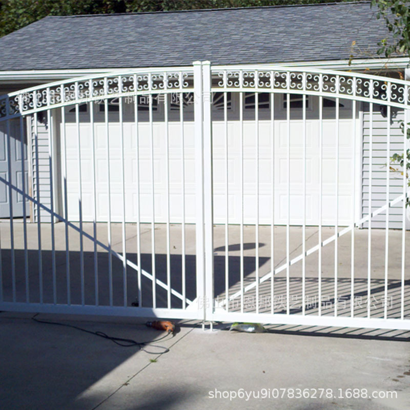 佛山工厂定制别墅豪宅花园铁艺大门铁门欧式白色庭院铁大门ebg598