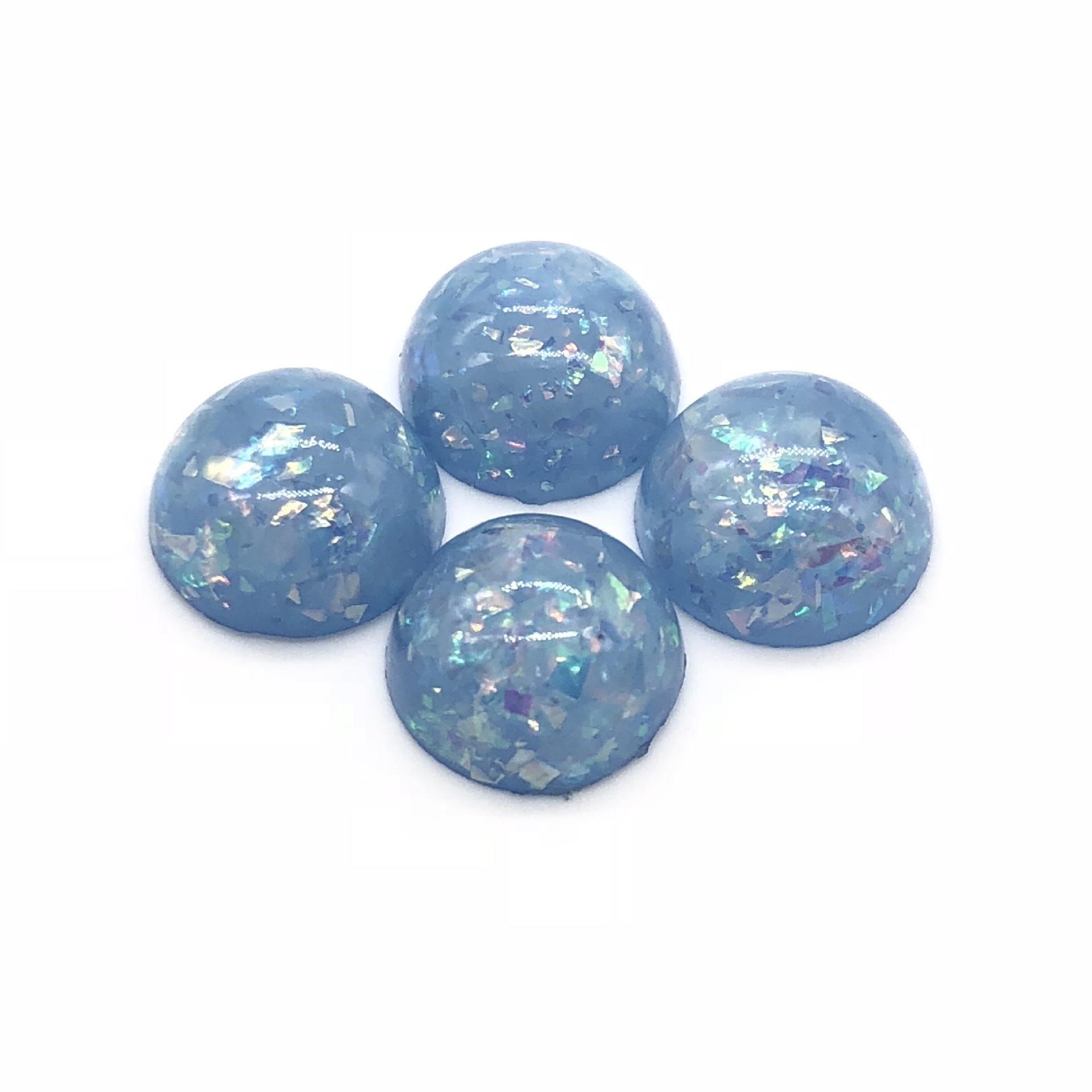 厂家直销欧泊石人工合成树脂澳宝圆10mm平底首饰镶嵌材料定制颜色