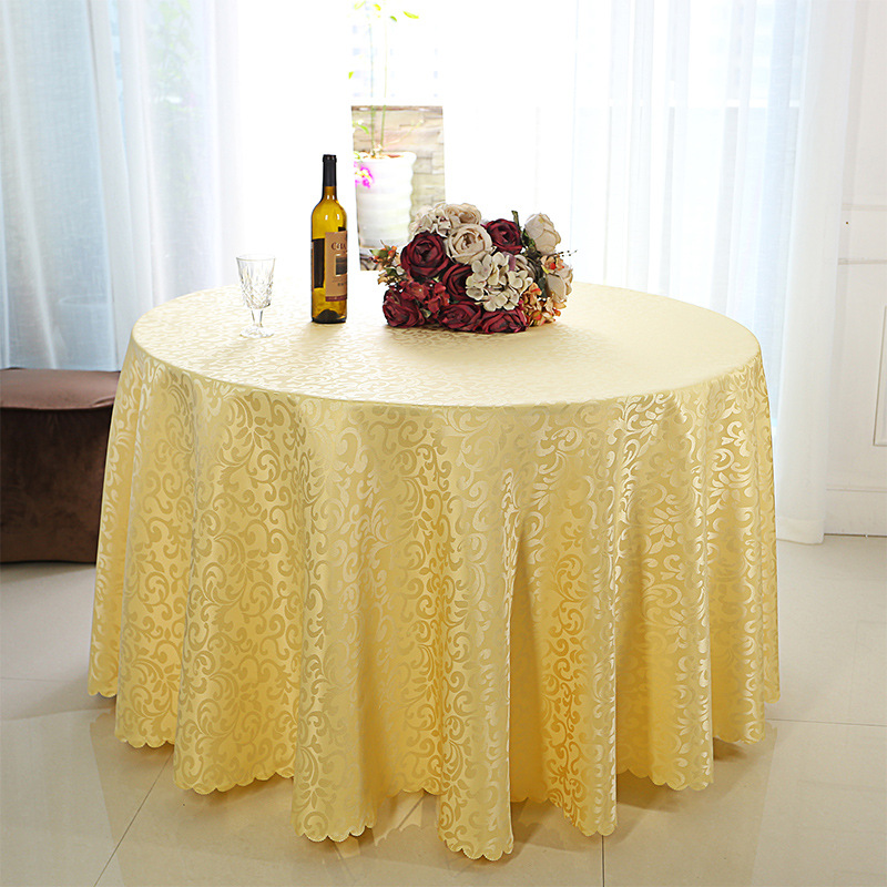 Cross-Border Factory Hotel Restaurant Polyester Tablecloth Plain Crochet Conference Tablecloth Wedding Jacquard round Tablecloth