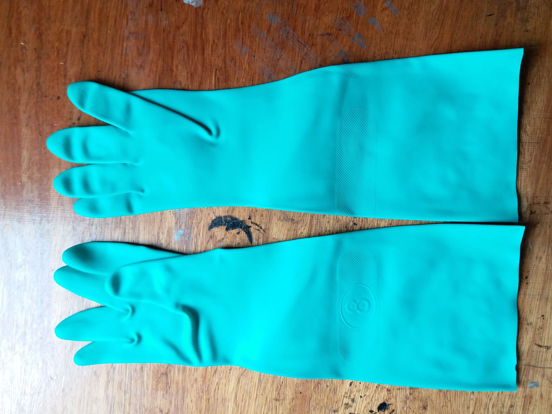 加长款绿色丁腈手套光里工业防化手套耐酸碱耐油防滑46cm