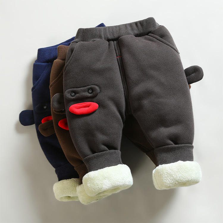 韩版品牌长款宝宝裤子 2018秋冬新款中小童加绒加厚童裤一件代发