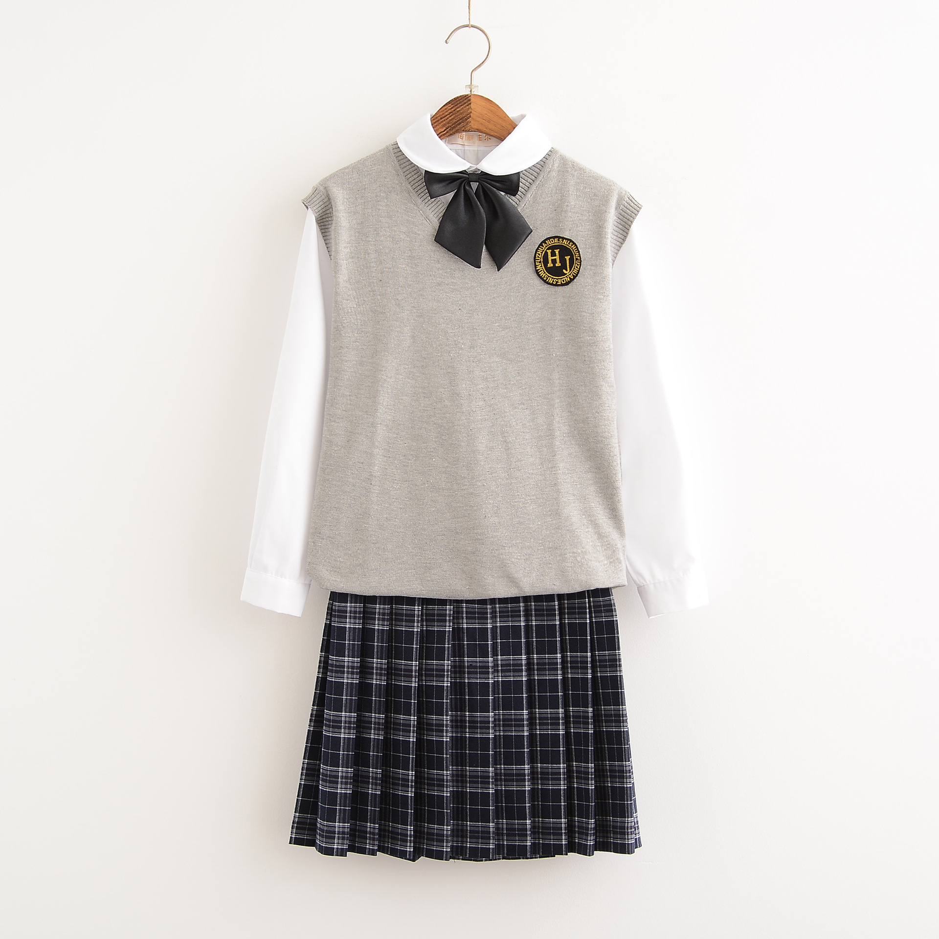 日系水手服正统校服甜美贵族学院风制服套装中学校服灰色背心套装