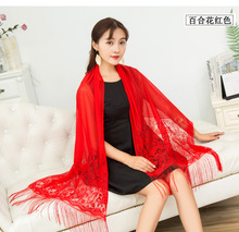 韩国蕾丝镂空流苏围巾女士包头纯色纱巾披肩装饰围脖丝巾