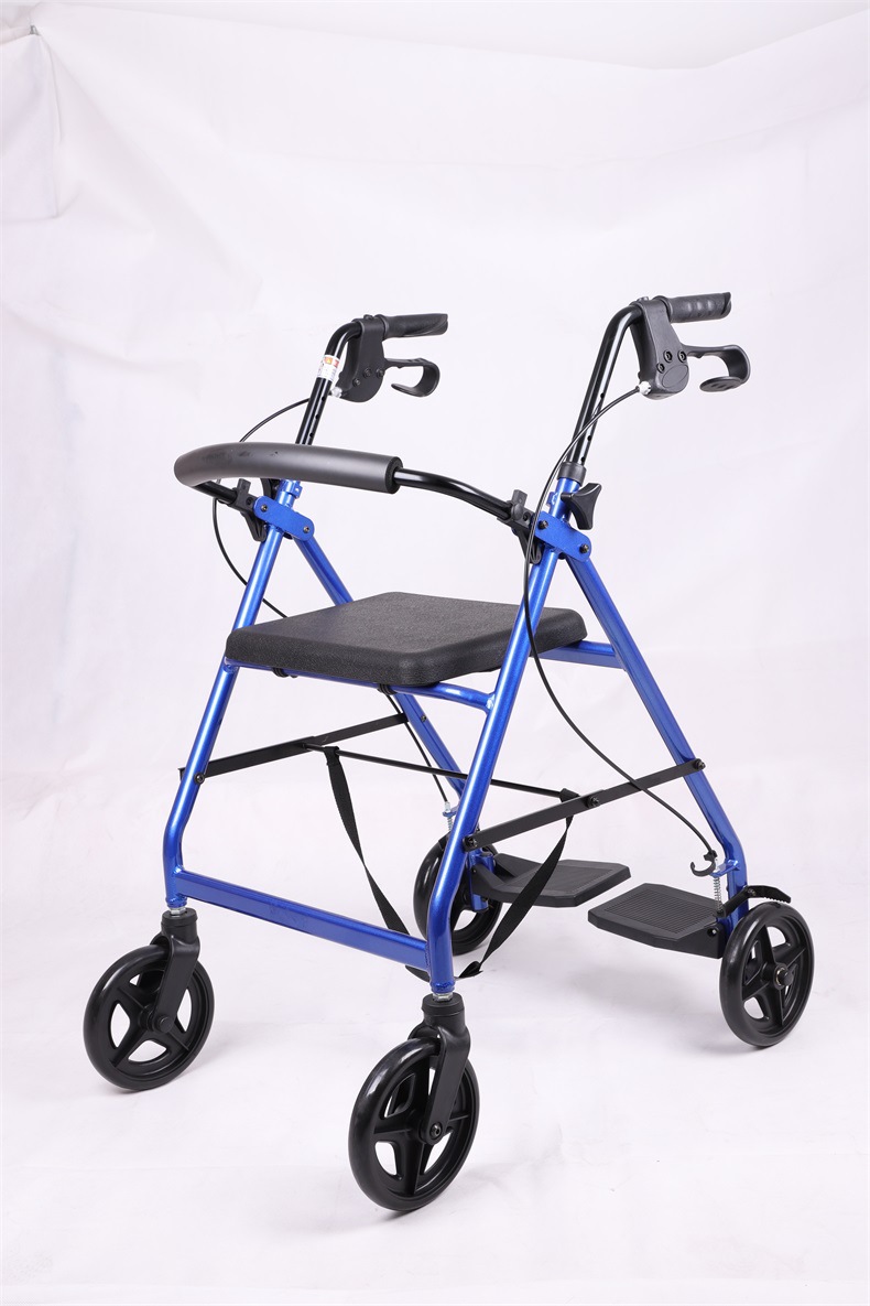 厂家直供手推车四轮助步车 带手刹折叠复健助行器 老人代步车