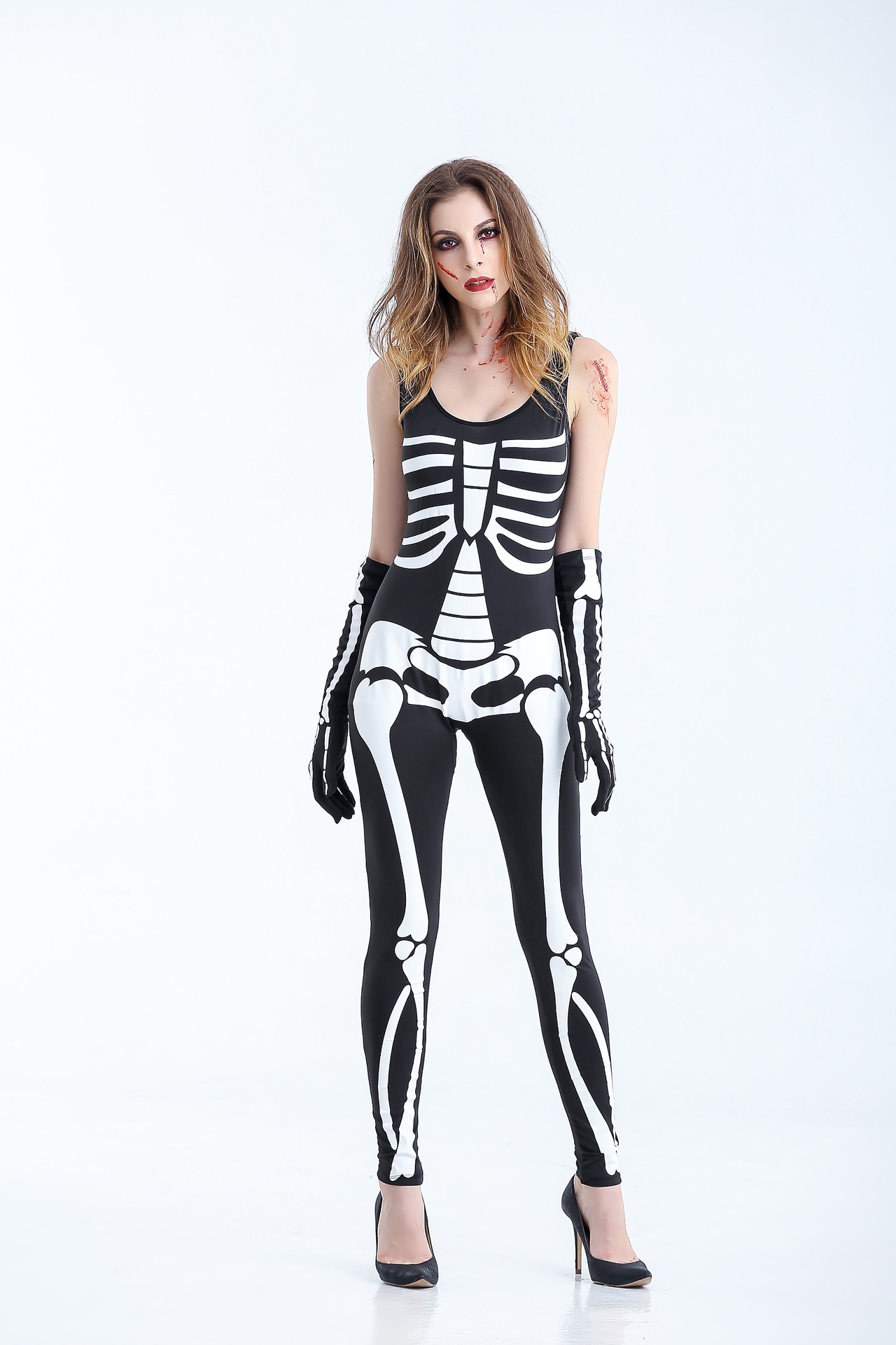 18650# 恐怖骷髅装 墨西哥亡灵节化装舞会服装 主题派对制服