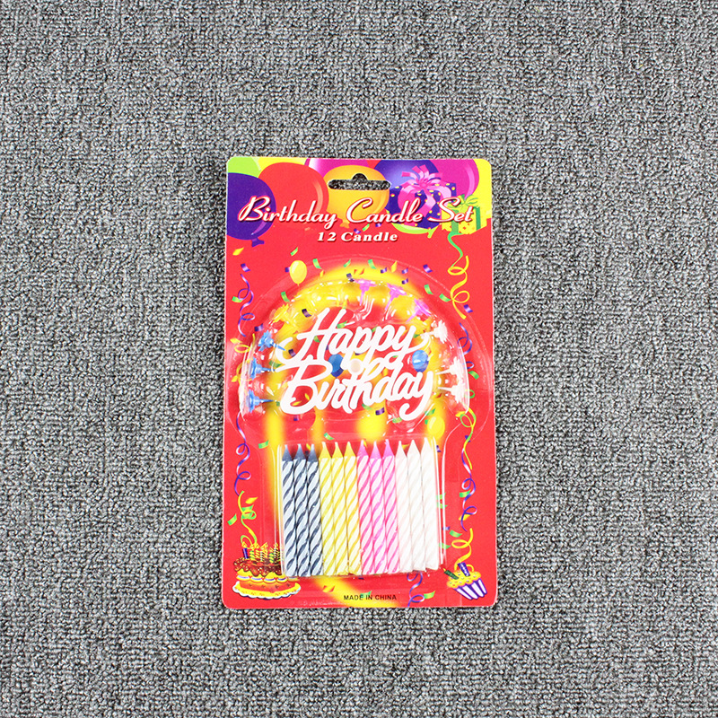 Factory Wholesale Spiral Small Birthday Candle 3 Points Candle Fan-Shaped Happy Birthday Cake Thread Candle