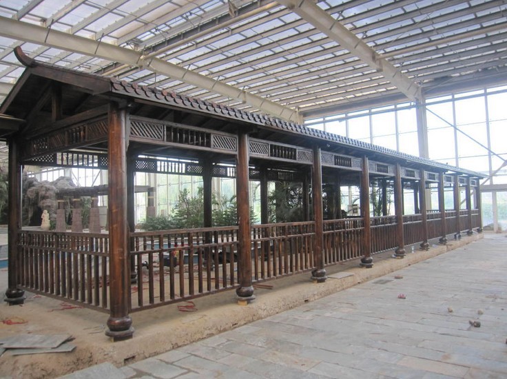 防腐木长廊水榭庭院户外走廊 木屋凉亭实木 园林景观廊架古建亭子