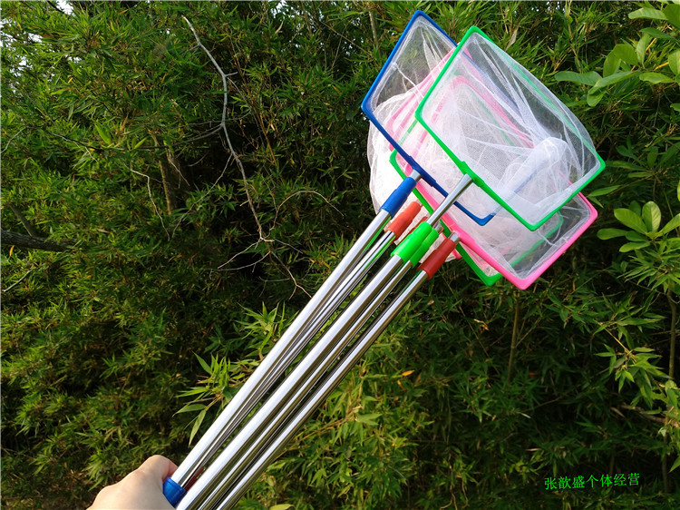 抄网捞鱼网捕鱼网手抄鱼网水族鱼缸不锈钢大号伸缩网儿童捞鱼网兜