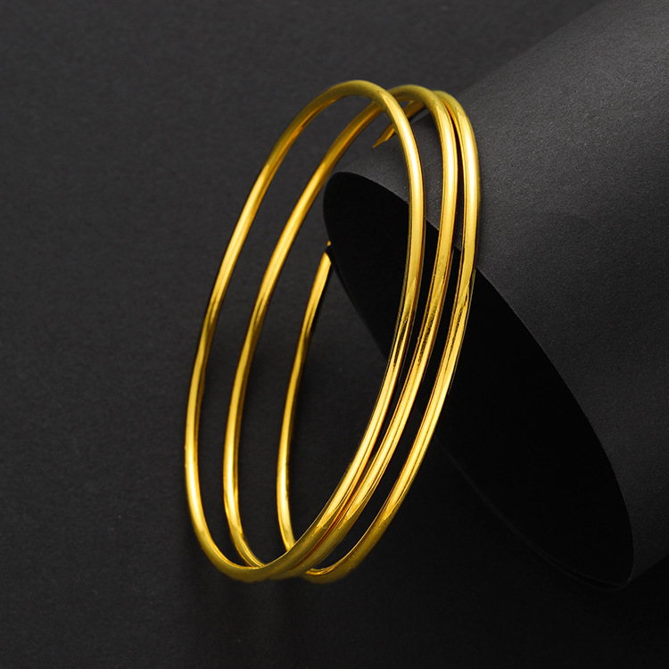 黄铜镀金时尚配饰韩版闭口圈圈细手镯越南沙金保色线圈多圈手环女