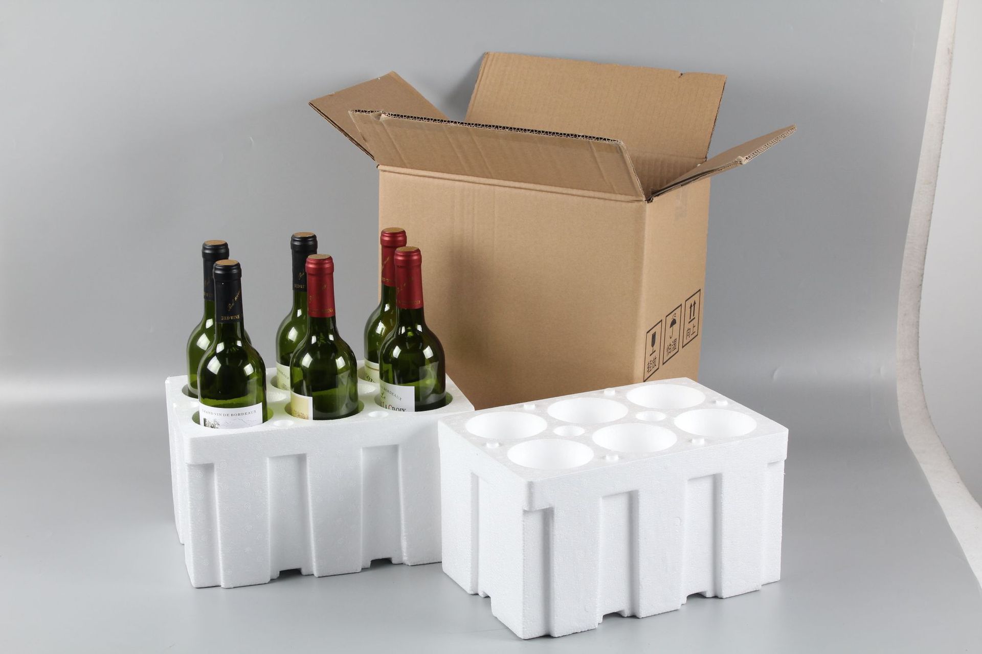 红酒六只装泡沫箱 五层加厚纸箱 防摔快递包装箱厂家直销