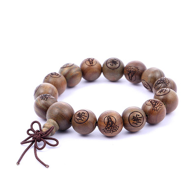 结缘佛珠 刻佛字观音单圈好料a绿檀手链手串义乌商贸城批发