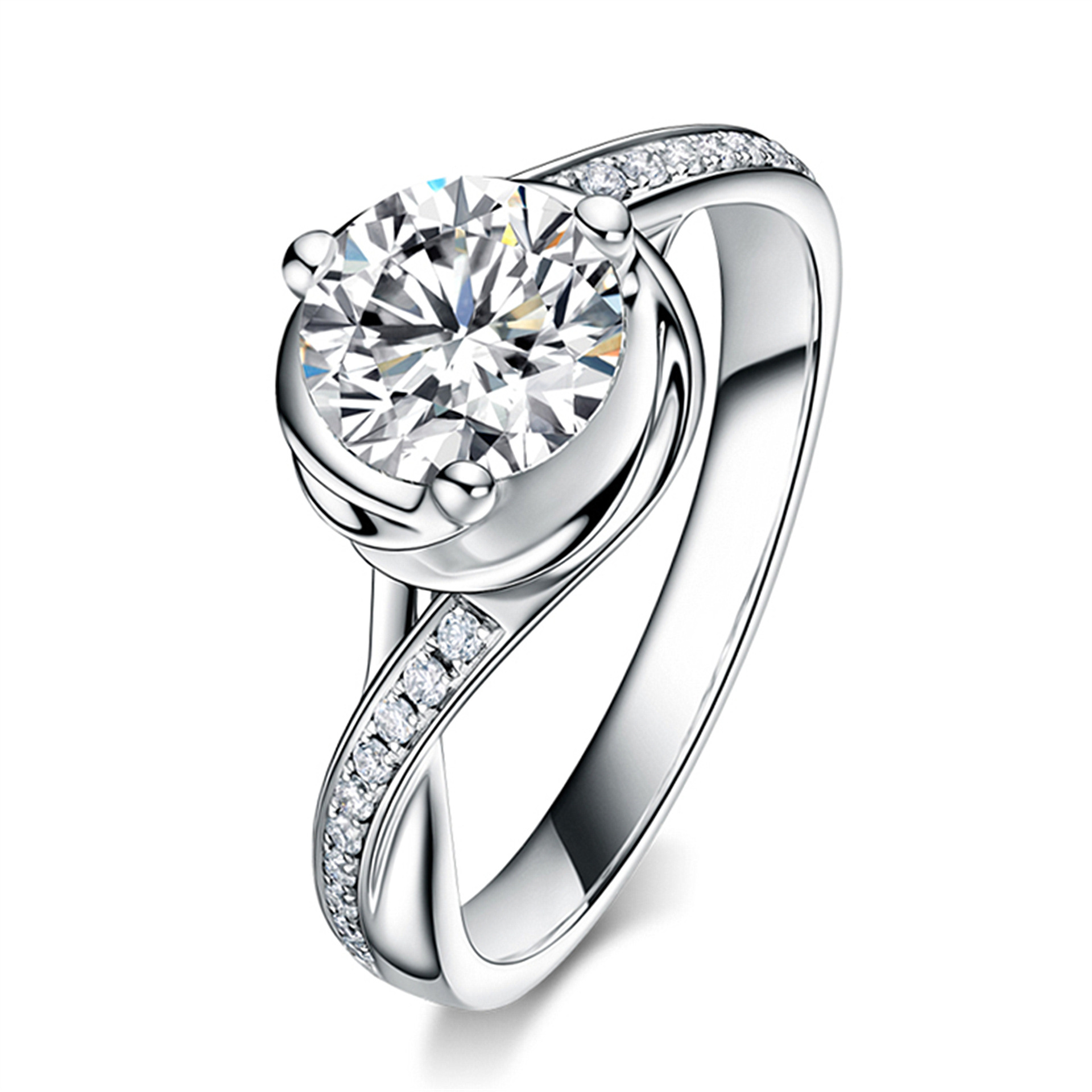 韩版求婚钻戒群镶女戒指正品高端裸钻钻石太阳花卉戒指珠宝代发