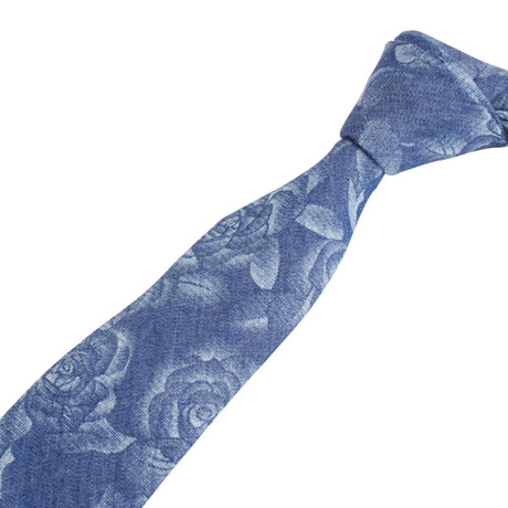新款韩版男士棉牛仔印花领带 一件代发休闲时尚男碎花现货领带