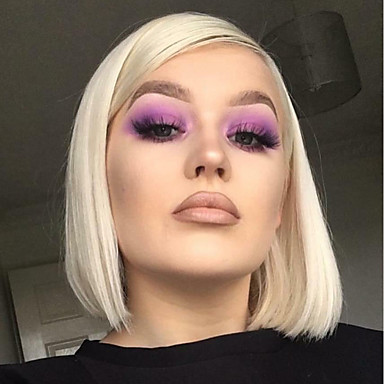 欧美流行 时尚偏中分 短发60#前蕾丝化纤头套 波波头化纤假发头套