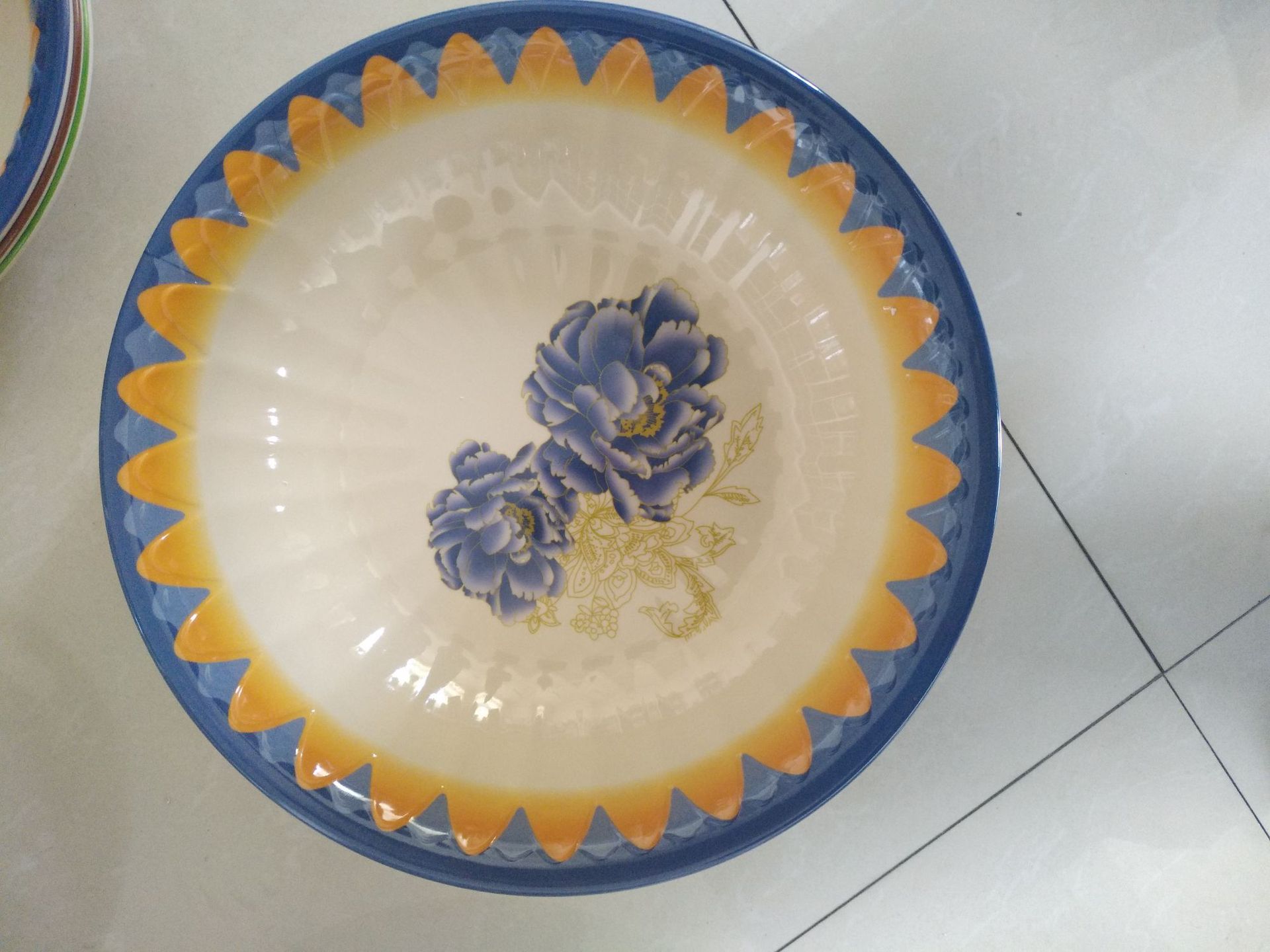 Plate Melamine Tableware 10 12 14 Inch Corrugated Flower Disk