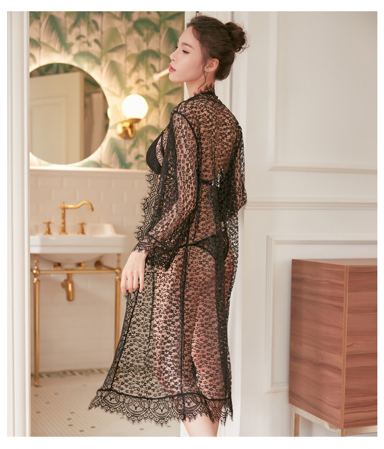 代发链接8326高档蕾丝透明蕾丝比基尼套装情趣内衣性感成人透明