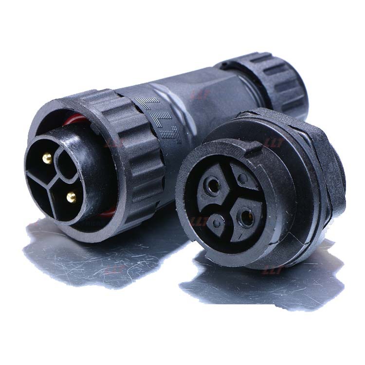 25a额定流量箱体接插头 m22 2p母针后装快卡面板式螺丝锁线免焊接