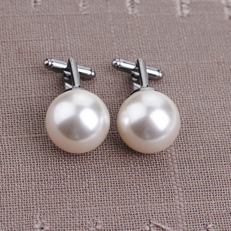 跨境热销配饰欧式男女士珍珠袖扣袖钉 商务法式衬衫衫衣袖扣