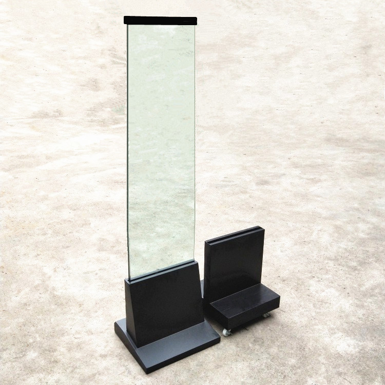 黑色广告牌t型立牌底座商场异形指示牌带轮子黑色底座玻璃导视牌