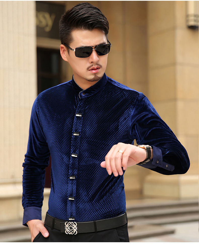 冬季新款休闲男士保暖衬衫加绒加厚中年衬衣男棉 加绒衬衣男秋冬