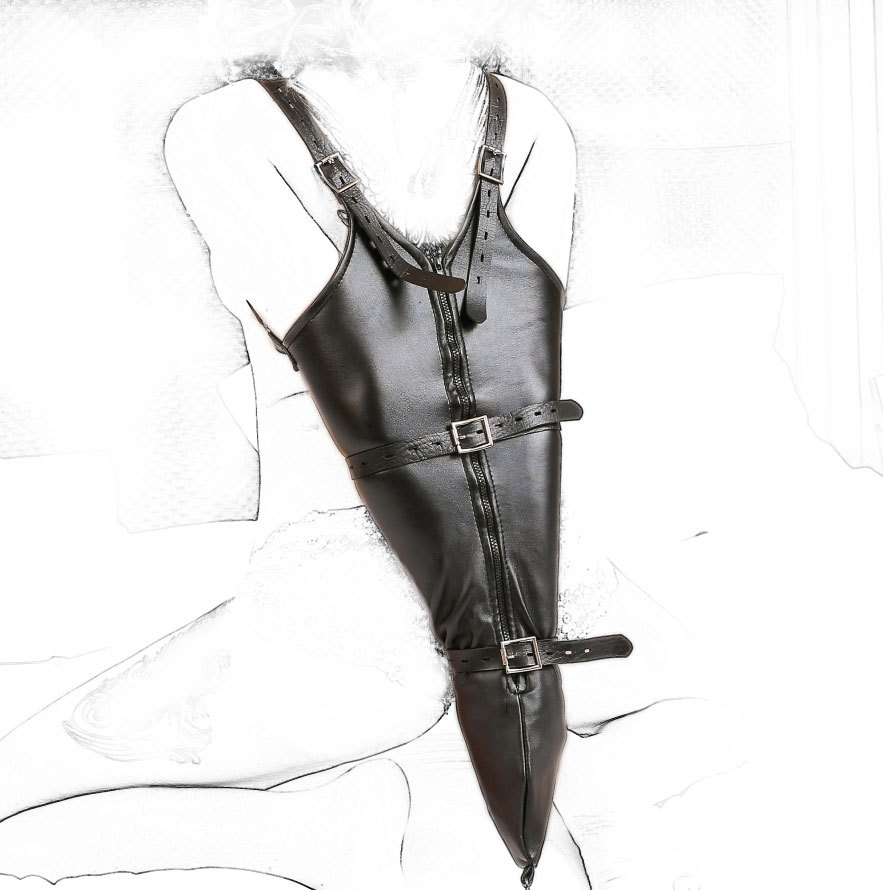 黑色红色欧款拉链紧束单手套情趣紧束手束缚袋禁锢捆绑皮革拘束