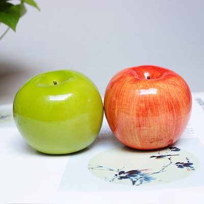 新品苹果型茶叶罐青红苹果陶瓷工艺摆件景德镇创意仿真苹果存储罐