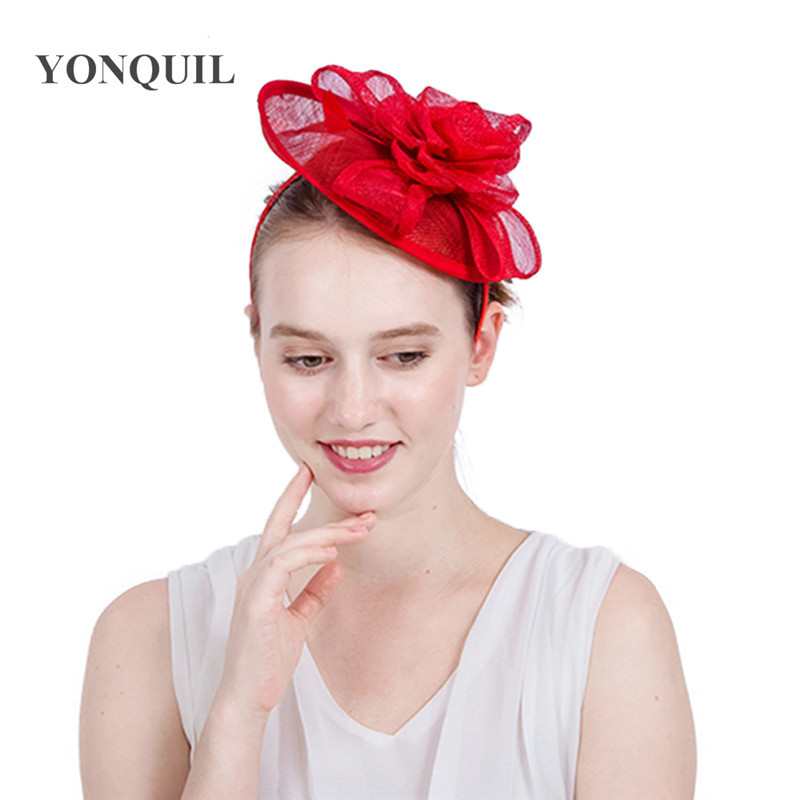 菲律宾进口麻纱复古红色发箍礼帽 欧美新款贵族宴会派对演出头饰