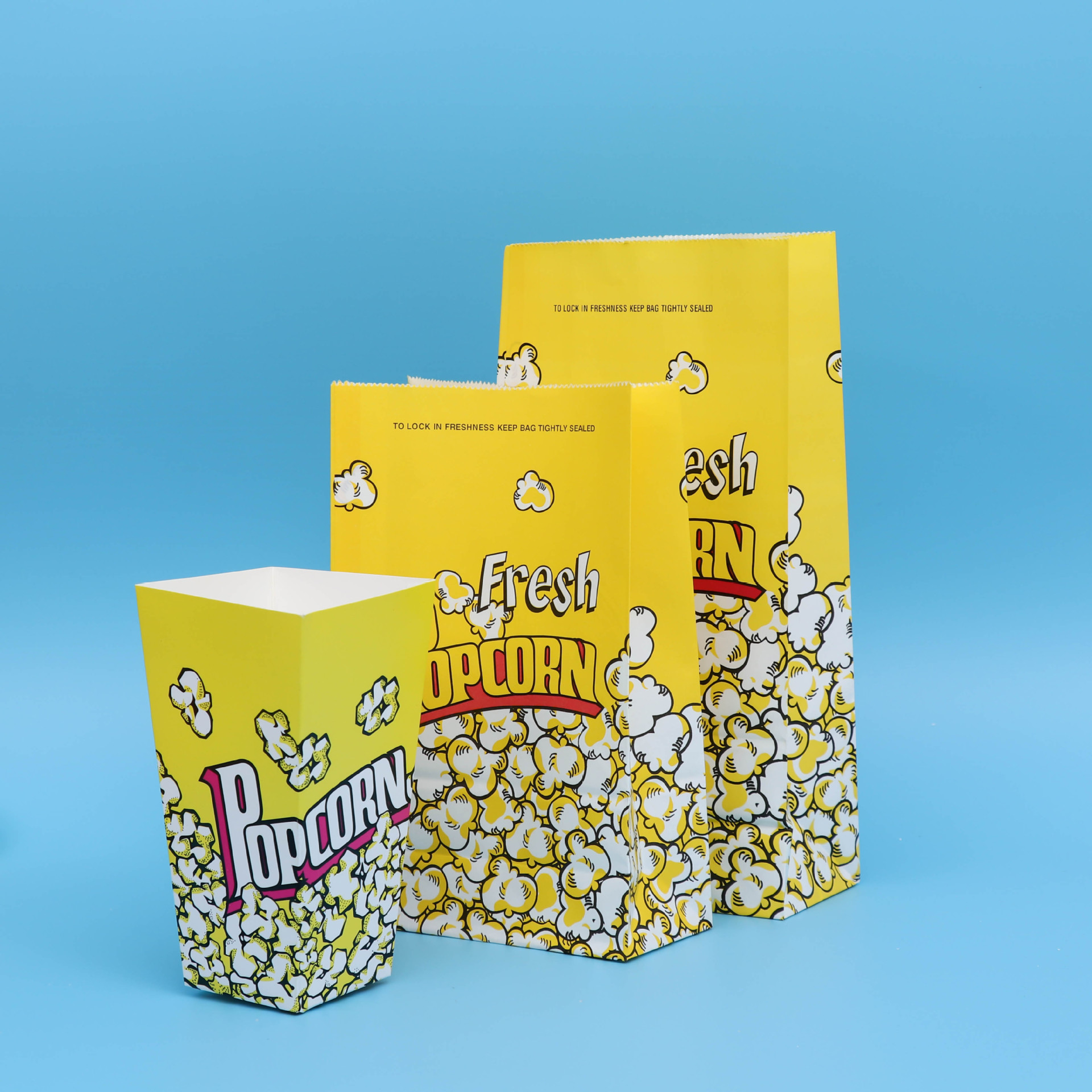 大中小号爆米花袋子通用爆米花袋淋膜防油包装袋厂家直销定做