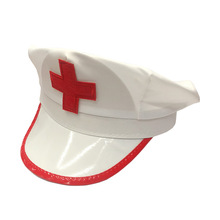 绣花红十字护士帽外贸欧美万圣节道具帽cosplay情趣护士服装配饰