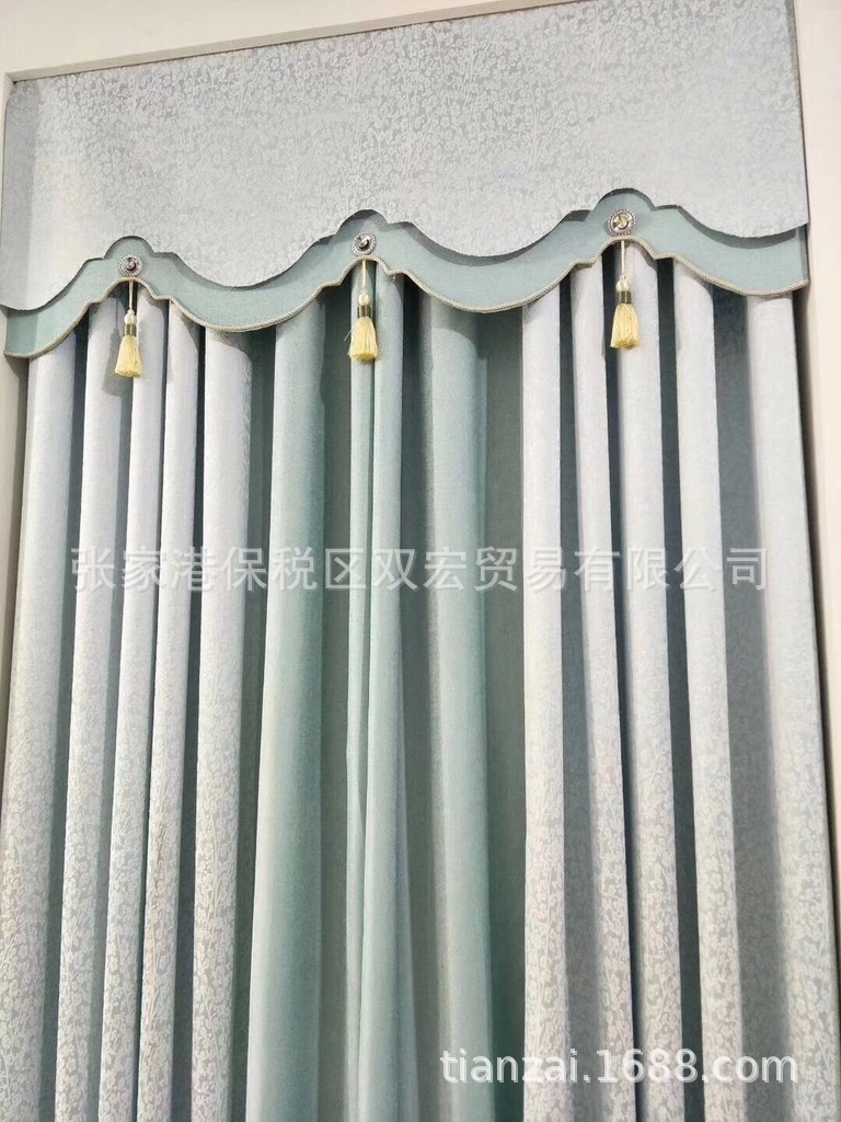 成品窗幔 幔头 绣花 窗帘水波幔 平幔 别墅来图来料加工 帘头