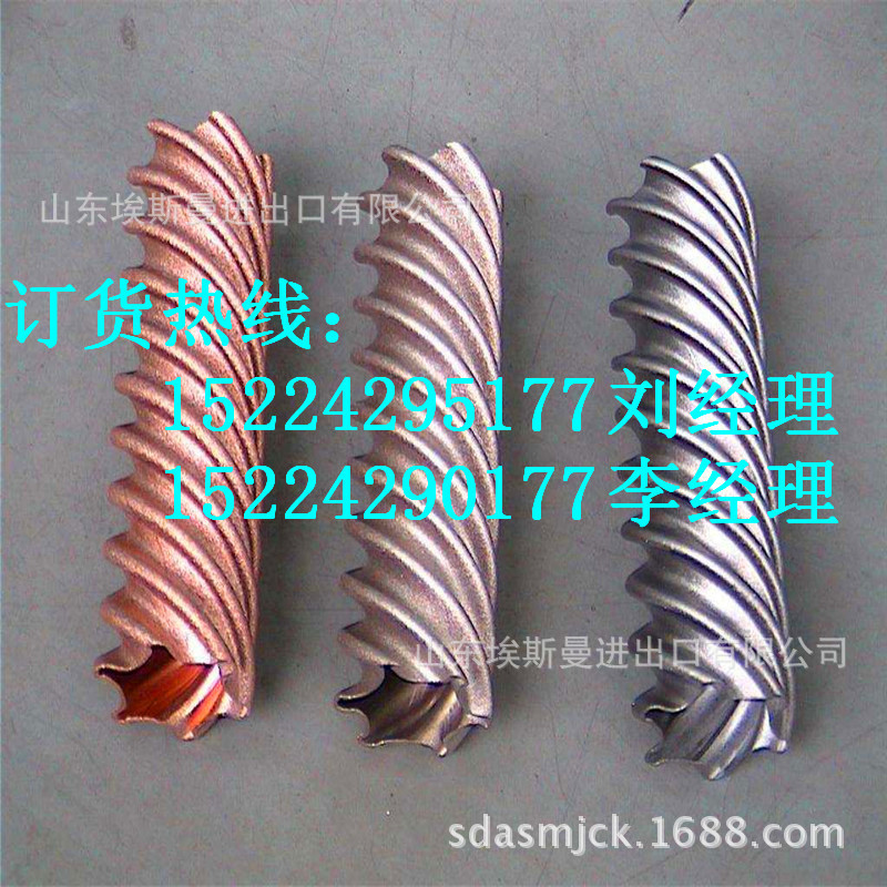 埃斯曼换热器紫铜波纹管 c1100三头螺纹铜管 19*1 六头螺纹铜管