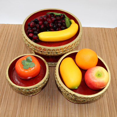 东南亚宗教祭祀果盘民族风贡品盘泰式特色果蔬收纳盘 家居工艺品