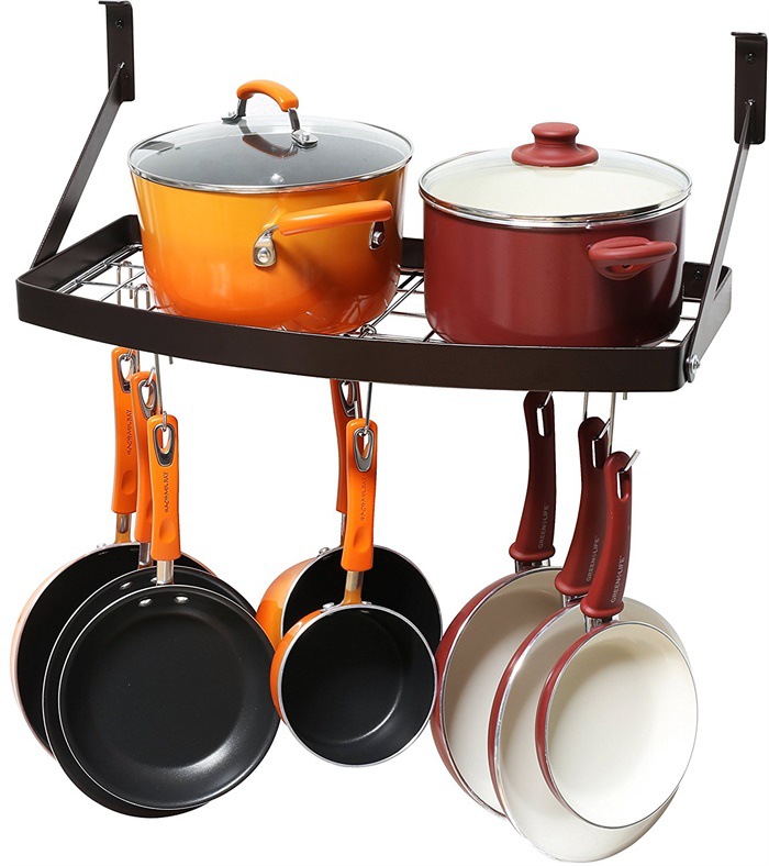 厨房壁挂架 挂锅架置物收纳架碗盘架吊锅架调料架多功能收纳架