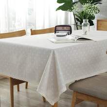 小清新田园桌布 咖啡白色雏菊花棉麻桌布 台布 家用防尘布 茶几布