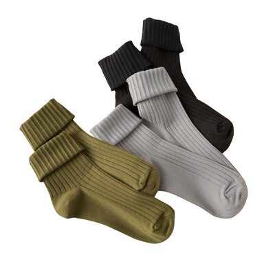 男士纯棉袜糖果色堆堆袜男韩国纯色袜子中筒常规款四季男式潮长袜