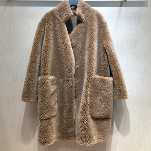 羊剪绒大衣女2018新款中长款海宁皮草一体冰岛羊毛外套一件代发