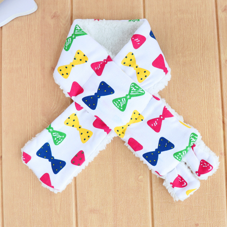 2018新款韩版宝宝羊羔绒围巾冬季儿童加厚围脖纯棉卡通围巾保暖