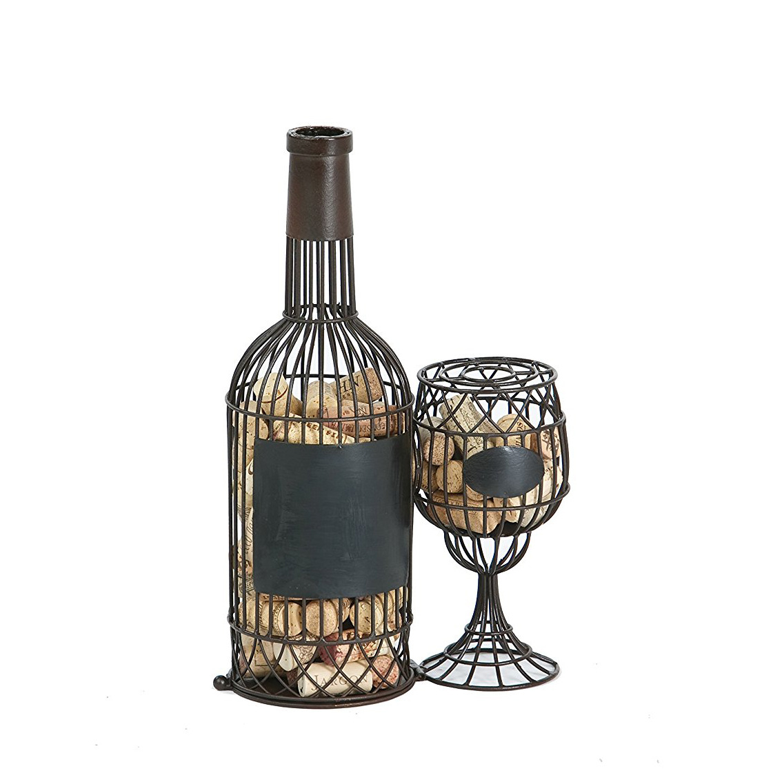 酒瓶酒杯造型酒瓶塞架 展示架 棕色