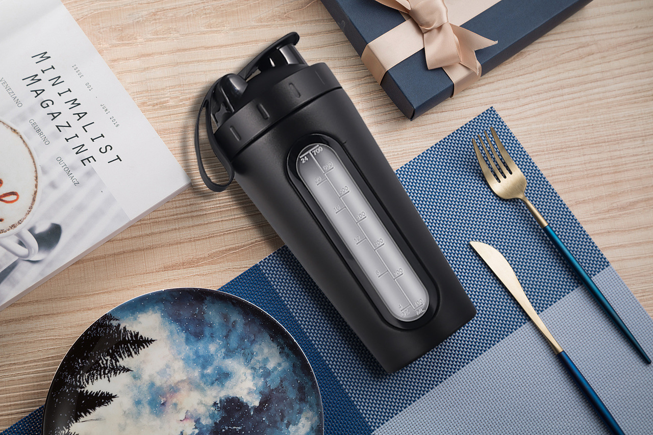 500ml真空双层保温不锈钢蛋白粉摇摇杯304不锈钢健身运动水杯