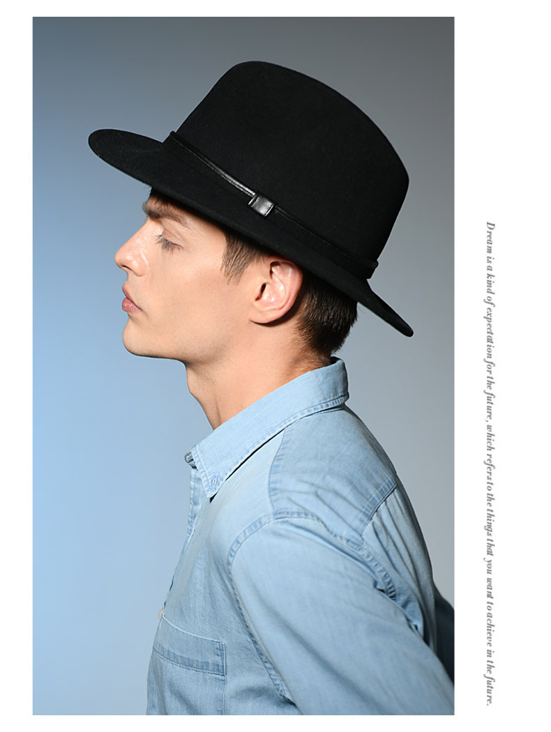 线下商场品质秋冬羊毛帽子男毛呢英伦毡帽绅士帽加大码男士大礼帽
