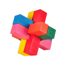 成人木制益智玩具古典玩具智力玩具孔明锁鲁班锁彩色六通六根锁