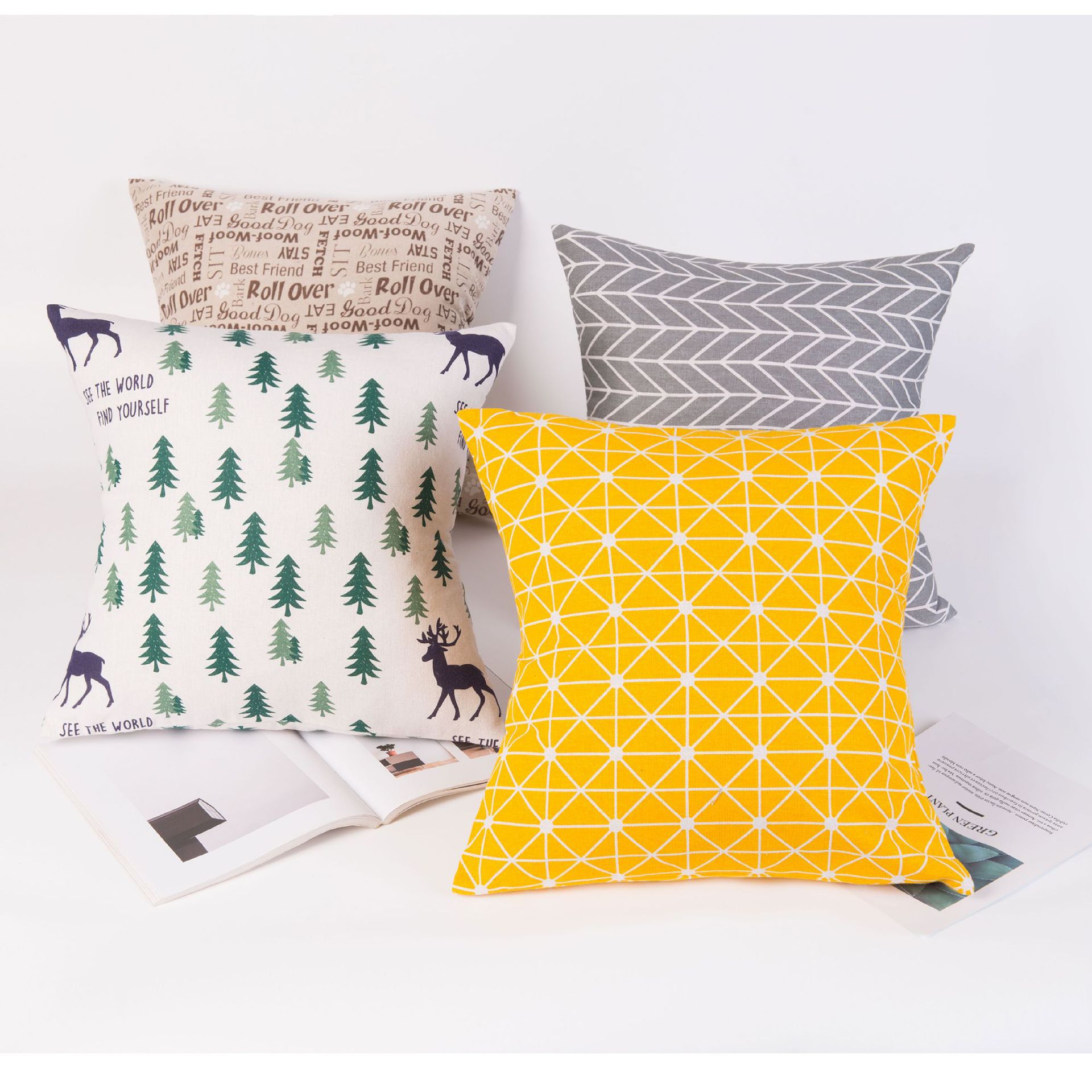 北欧风加厚棉麻格子抱枕靠枕 厂家直销简约家居沙发软饰枕套靠垫