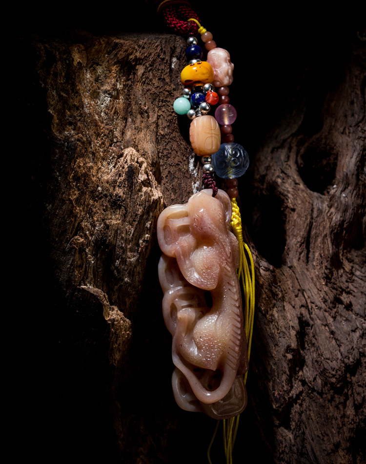 天然血料骆驼骨手工雕刻貔貅文玩手把件精工骨雕车挂佛珠手串吊坠