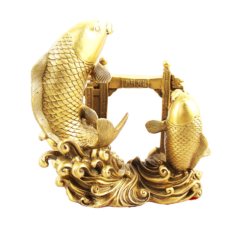 铜鲤鱼跳龙门摆件 年年有鱼 鱼跃龙门摆件摆饰金属工艺品批发