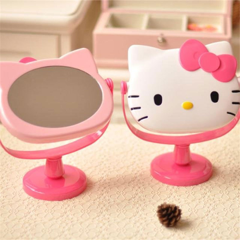 Kitty Table Mirror Kitty Cat Cute Makeup Mirror KT Table Mirror Head-Shaped Cosmetic Mirror