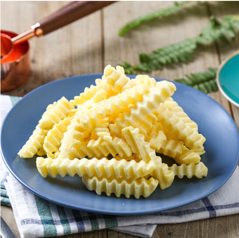 冷冻波浪形曲薯条半成品 波纹薯条24斤装