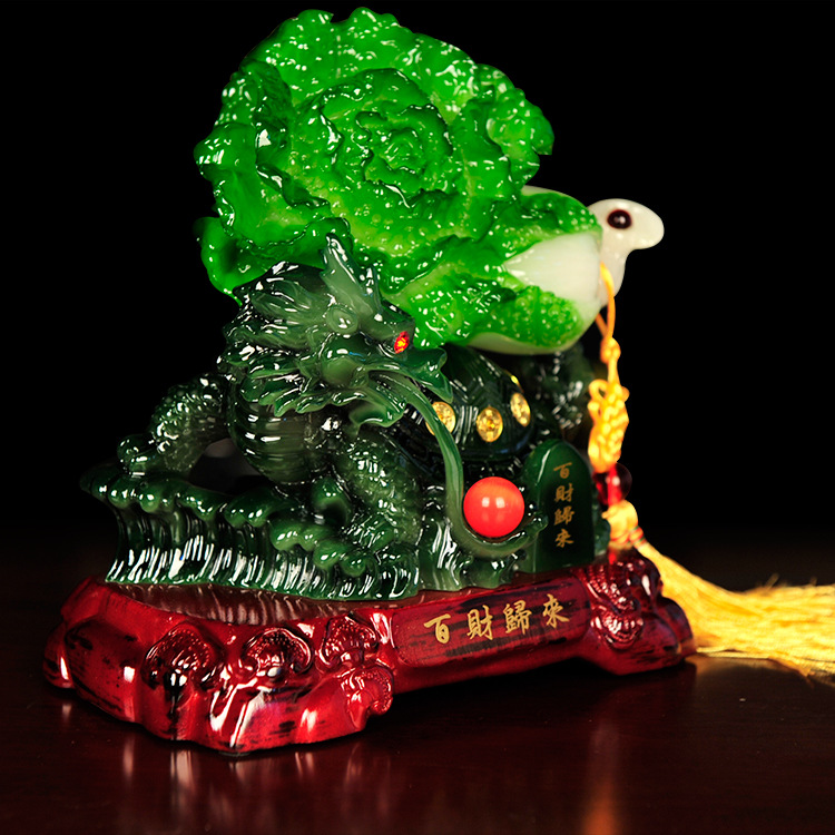 招财仿玉白菜摆件百财归来酒柜装饰品电视墙公司店铺饭店开业礼品